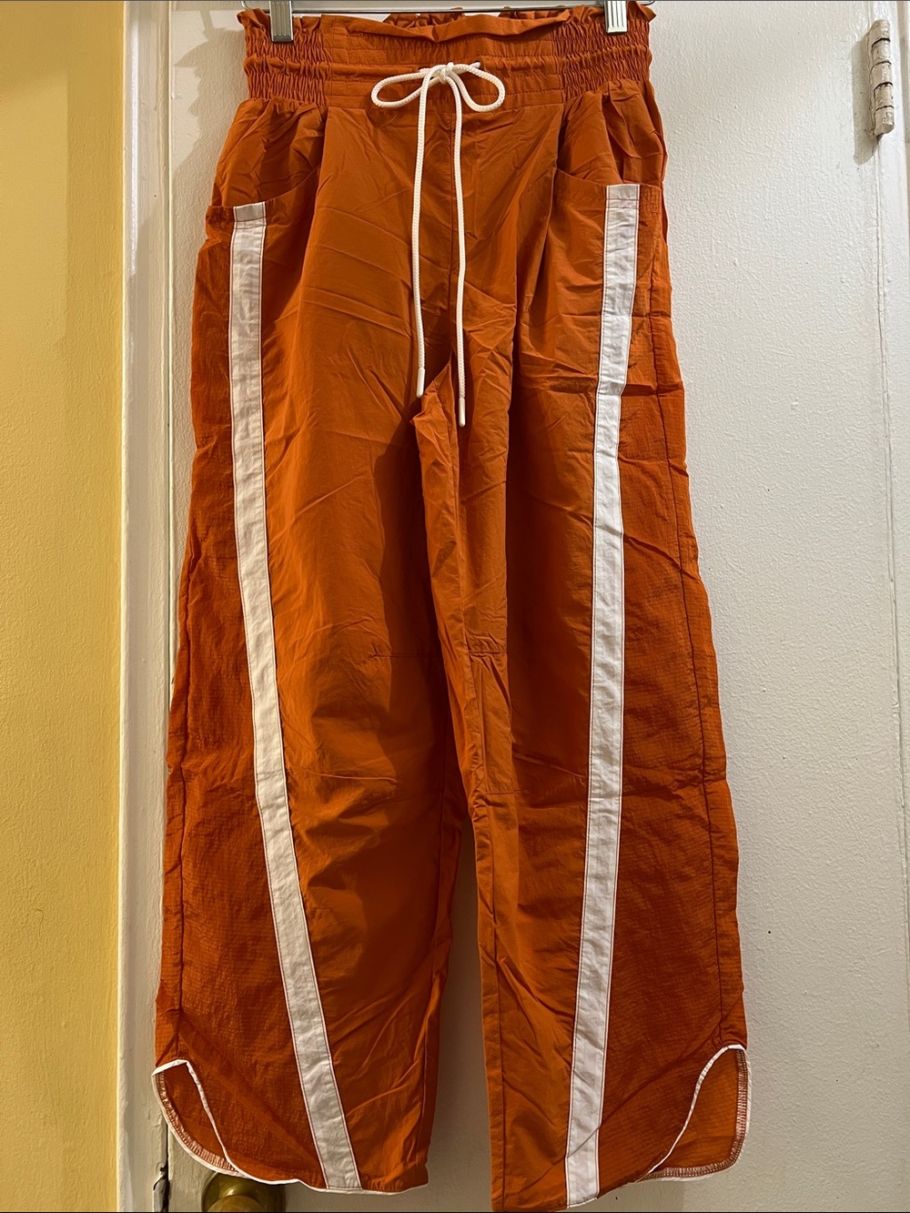 FP Movement by Free People Rust Orange Track Pants with White Side Stripes